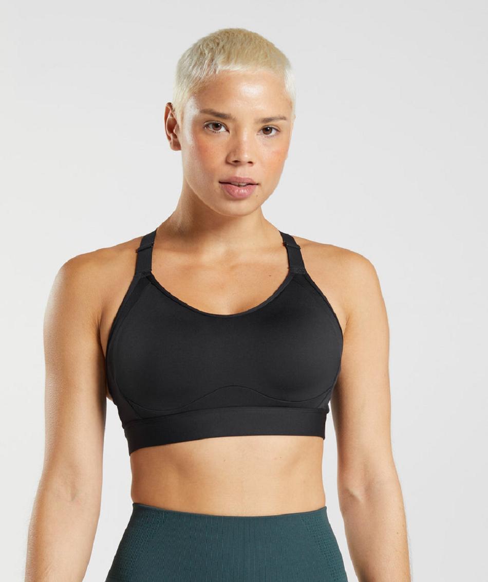 Gymshark Cut Out Back High Support Ženske Sportski Grudnjak Crne | HR 3459FDN